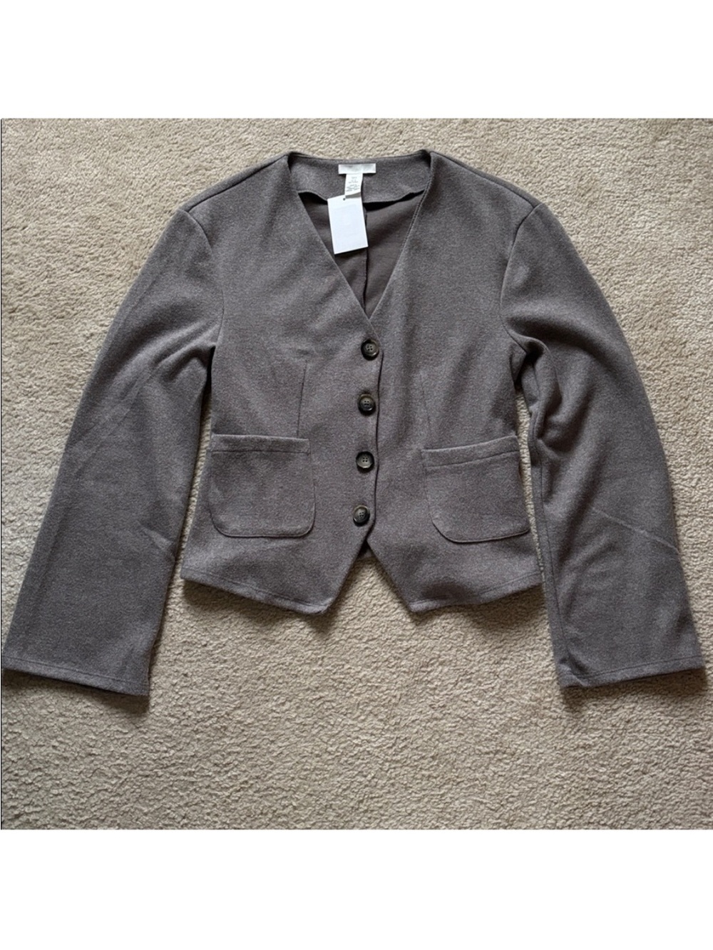 H&M Women's Taupe Button-Front Blazer